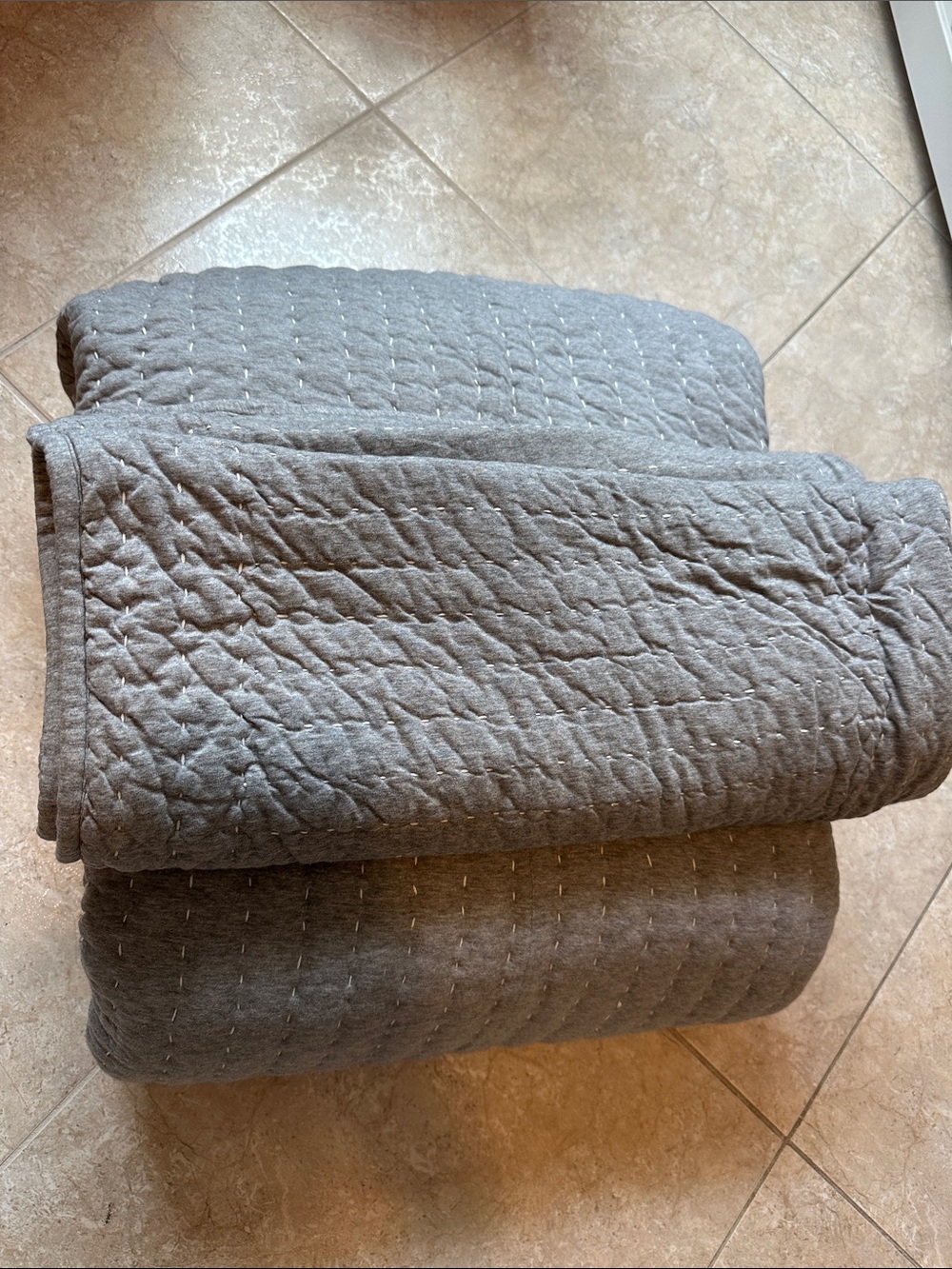 Crate&Barrel Quilted Gray king size quilt and pillow cases